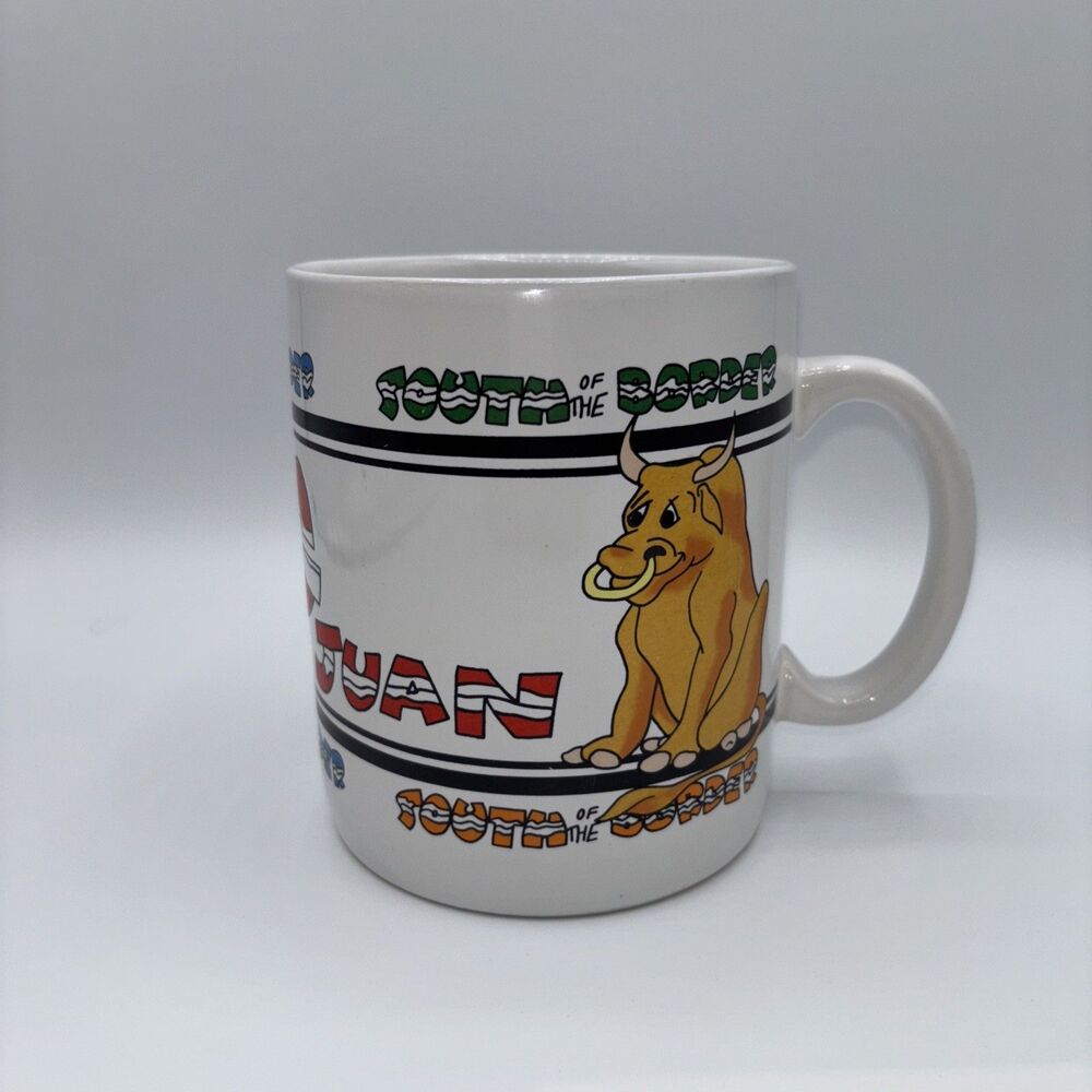 Retro South of the Border 5" Big Coffee Tea Cup ZE BEEG JUAN Bright Color Preown